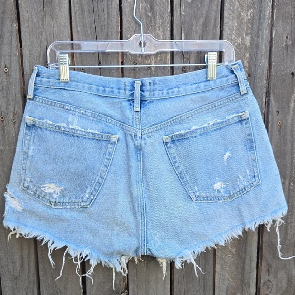 Agolde Light Wash Distressed Denim Parker Shorts Size 29 - Picture 5 of 9